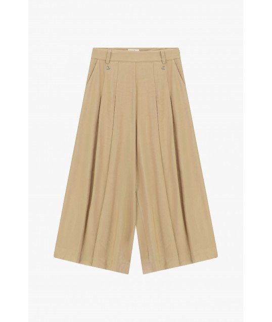 Pantaloni Palazzo Cropped Con Pieghe Frontali Dixie