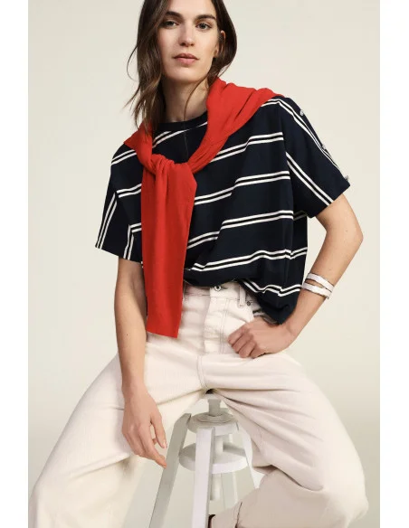 T-Shirt A Righe Vestibilità Ampia Girocollo Dixie