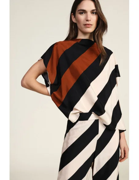 Blouse à motif de rayures diagonales Dixie
