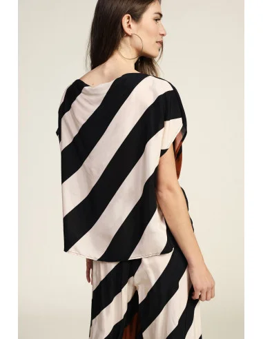 Blouse à motif de rayures diagonales Dixie