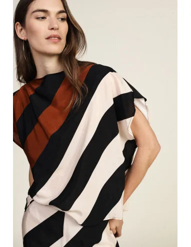 Camicia Con Motivo A Righe Diagonali Dixie