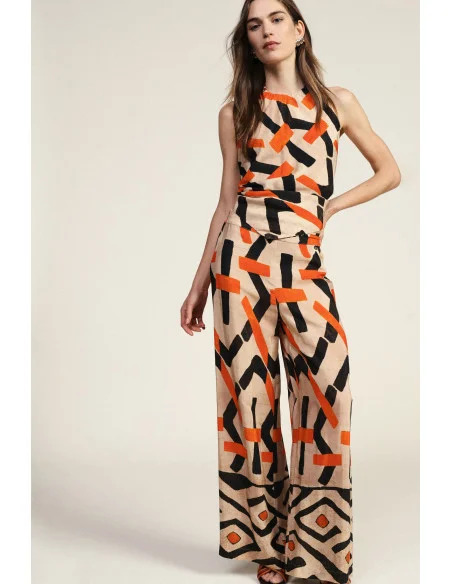 Wide-Leg Trousers with Graphic Pattern Dixie