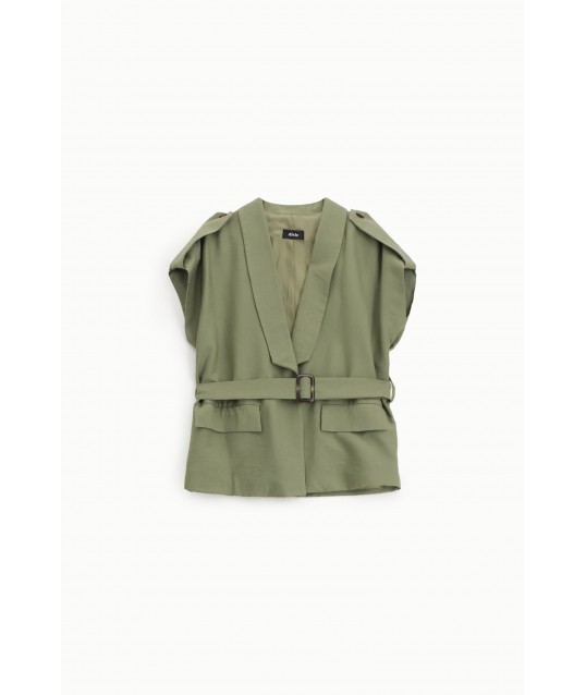 Waistcoat With Belt And Pockets Dixie