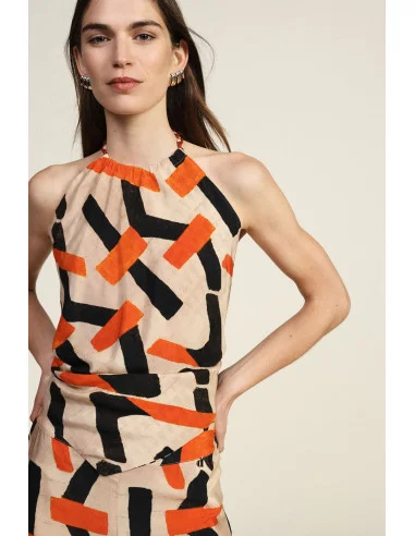 Top Con Scollo Allacciato E Motivo Geometrico Dixie