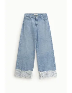Jeans Flare Vita Media Con Bordi In Pizzo Please 2