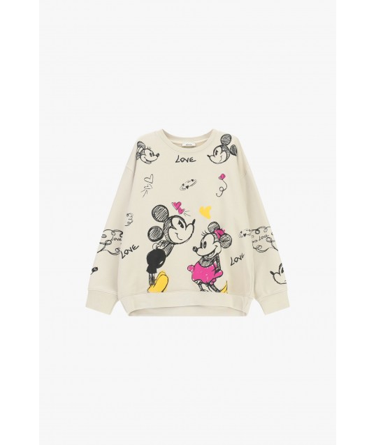 Sweatshirt col ras du cou imprimé dessins animés Détails colorés Dixie