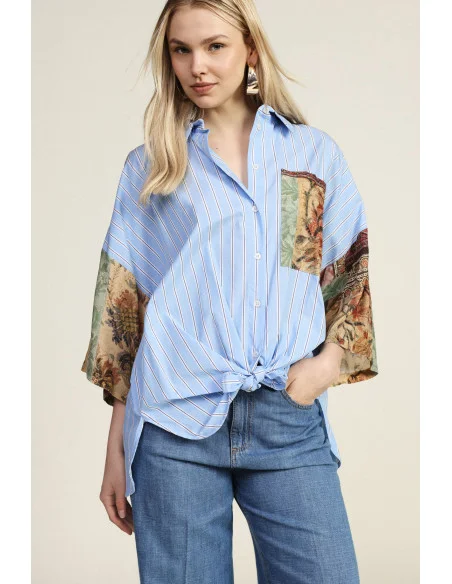 Camicia Con Nodo E Patchwork Dixie
