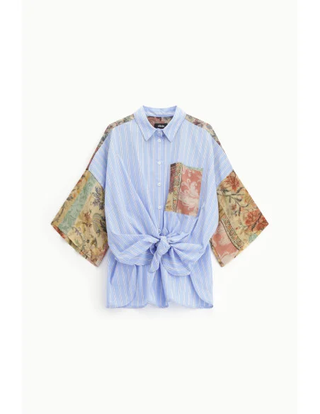 Blouse with Knot and Patchwork Dixie