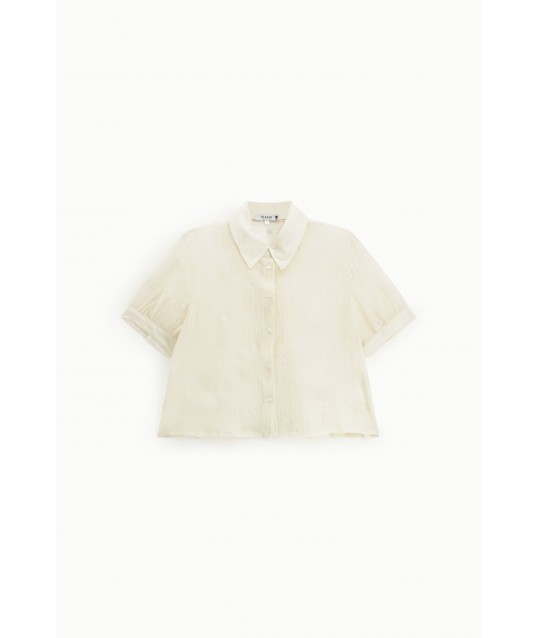 Chemise courte à manches courtes et broderie florale Please