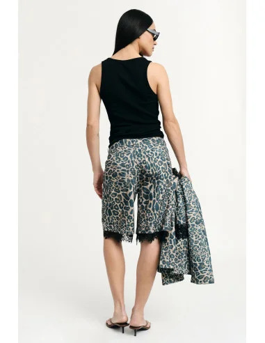 Animal Print Bermuda Shorts With Lace Trim Please