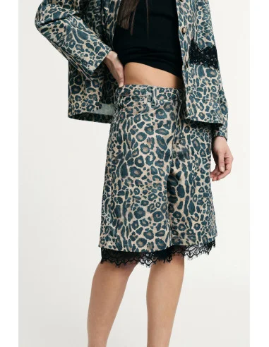 Bermuda Stampa Animalier Con Bordo In Pizzo Please