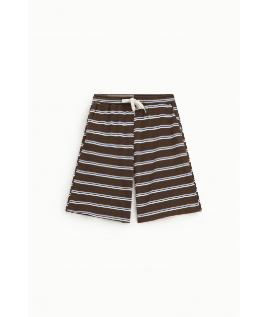 Striped Bermuda Shorts With Elasticated Waist And Drawstring Please