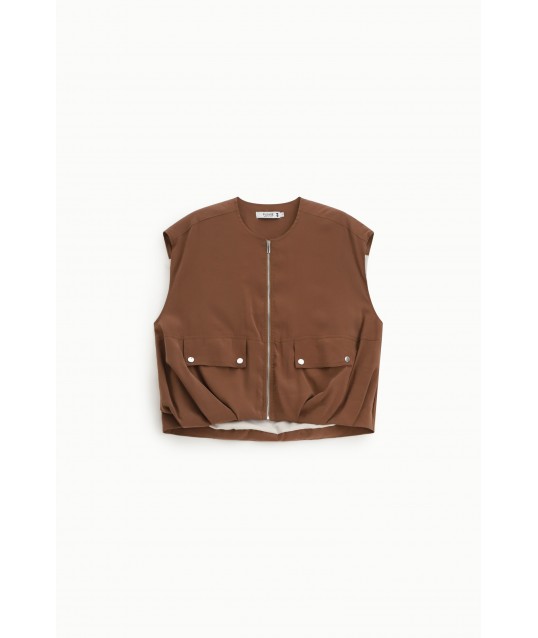 Gilet Corto Con Zip E Tasche Frontali Please