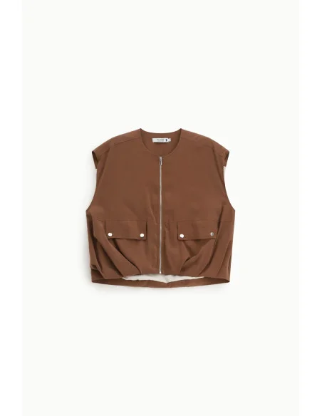 Gilet court avec fermeture éclair et poches frontales Please