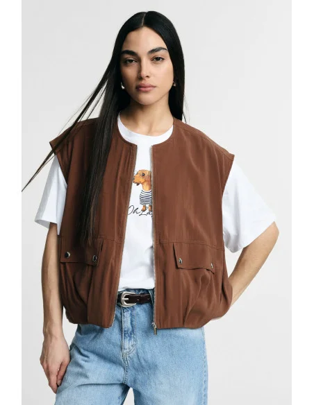 Gilet court avec fermeture éclair et poches frontales Please