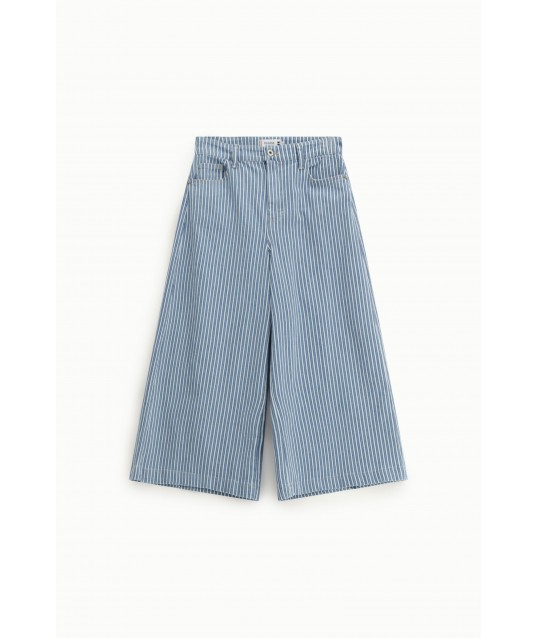 Jeans A Righe A Gamba Larga Cropped Please