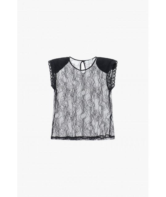 Top In Pizzo Trasparente Con Maniche Corte Please