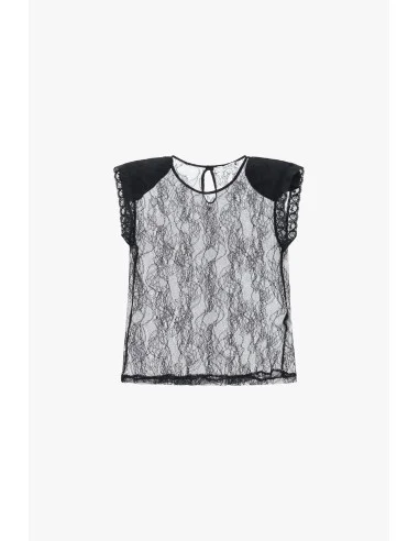 Top In Pizzo Trasparente Con Maniche Corte Please