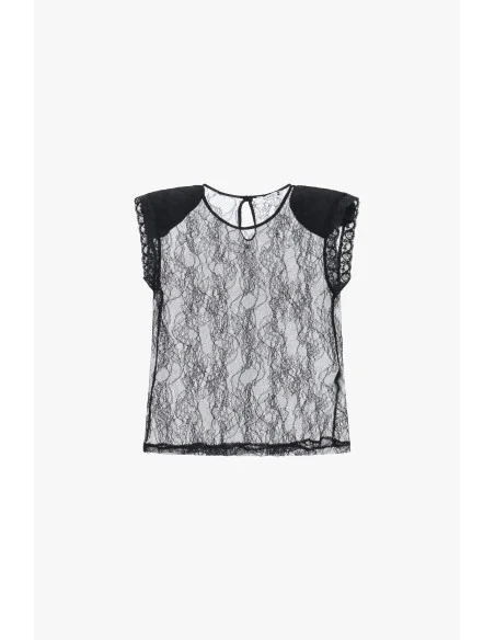 Top In Pizzo Trasparente Con Maniche Corte Please