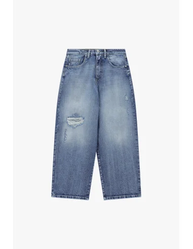 Jean à jambes larges avec détails usés Please