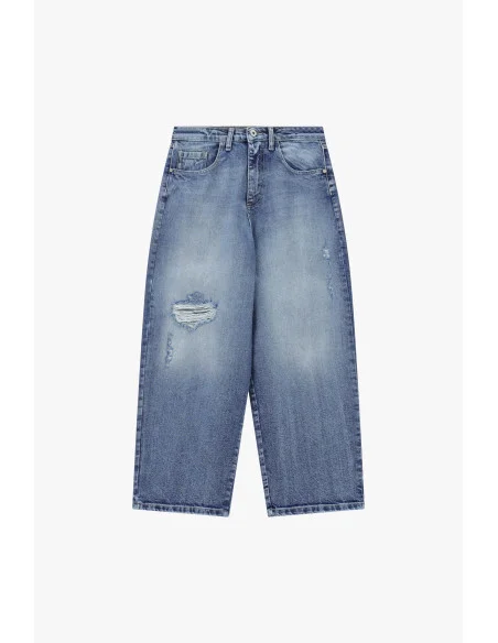 Jean à jambes larges avec détails usés Please