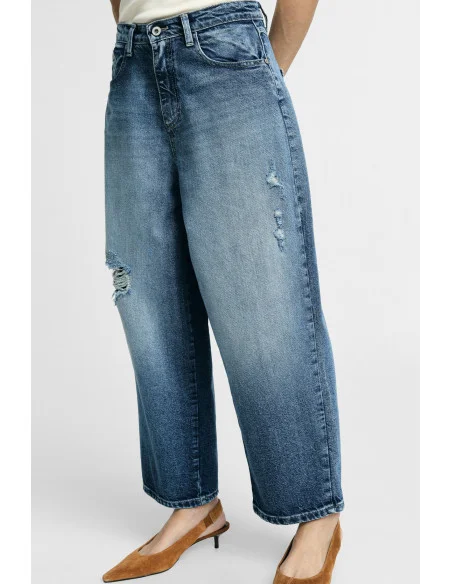 Jean à jambes larges avec détails usés Please