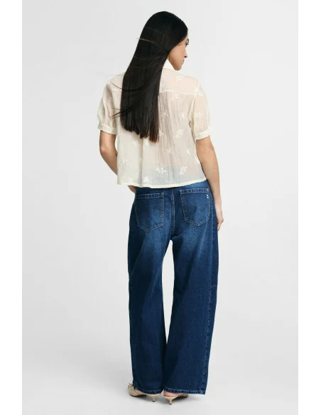 Jeans A Gamba Ampia Con Ricamo Floreale Please
