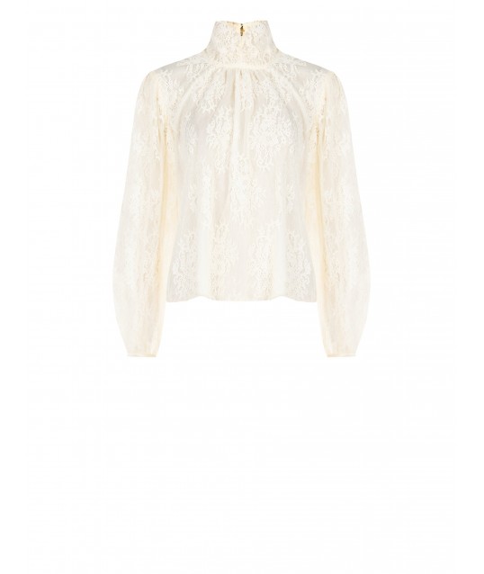 Blusa Ampia In Pizzo Con Maxi Maniche E Collo Alto Rinascimento