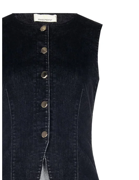 Gilet long et plissé en denim extensible Rinascimento