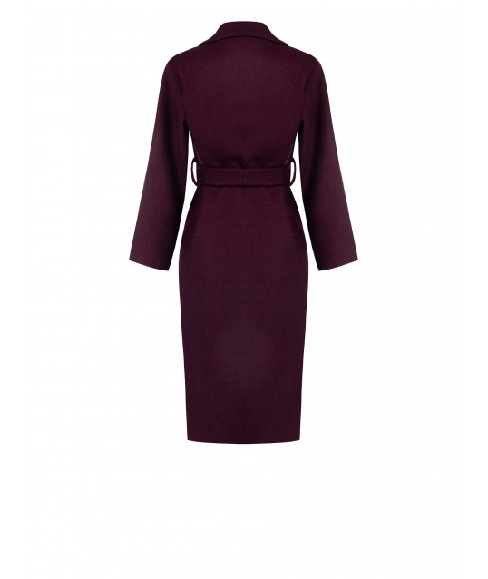 Manteau long avec 2 broches à fleurs et ceinture coordonnée Rinascimento