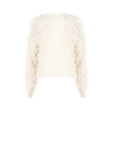 Cardigan en maille bouclée avec bouton siglé Rinascimento