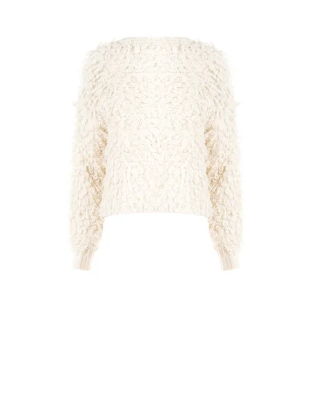 Cardigan en maille bouclée avec bouton siglé Rinascimento