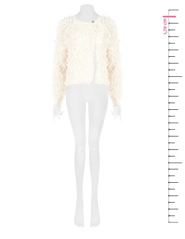 Cardigan en maille bouclée avec bouton siglé Rinascimento