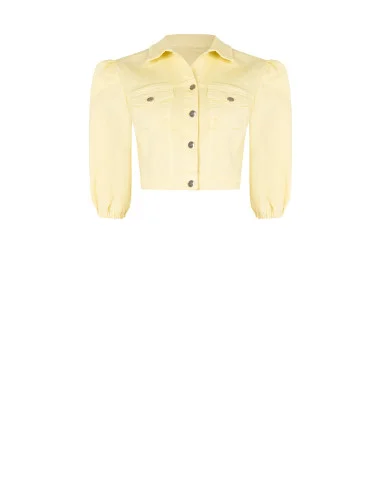 Stretch Cropped Denim Jacket with Pockets Rinascimento