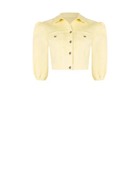 Stretch Cropped Denim Jacket with Pockets Rinascimento