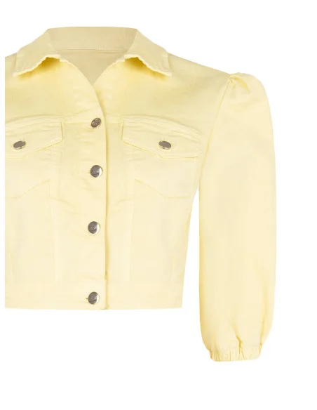 Giubbotto Di Jeans Crop Elasticizzato Con Taschini Rinascimento