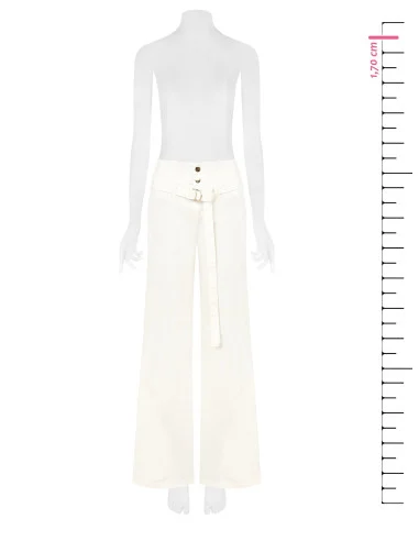 Stretch Wide-Leg Jeans with Matching Belt Rinascimento