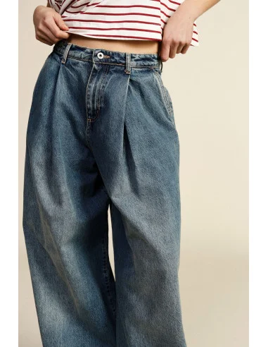 Dixie High Waisted Wide Leg Jeans with Darts