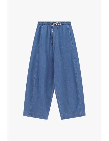 Wide-Leg Palazzo Trousers with Elasticated Waist and Drawstring Dixie