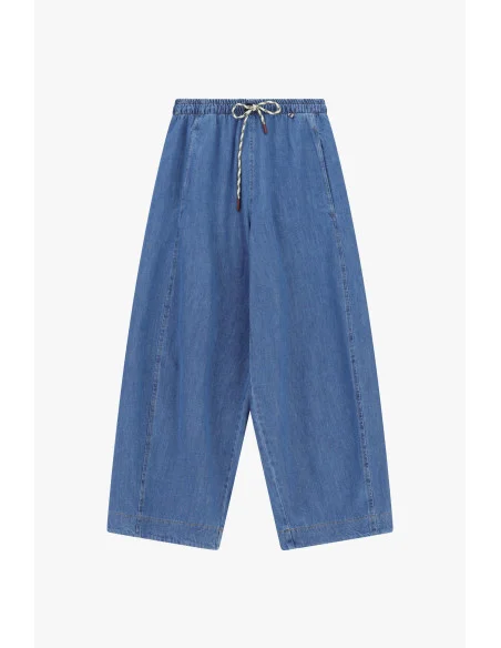 Pantalon palazzo ample à taille élastiquée et cordon de serrage Dixie