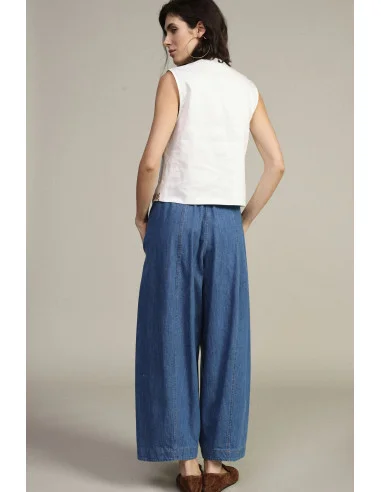 Pantalon palazzo ample à taille élastiquée et cordon de serrage Dixie