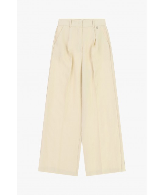 Pantaloni Palazzo A Vita Alta Con Pinces Frontali Dixie