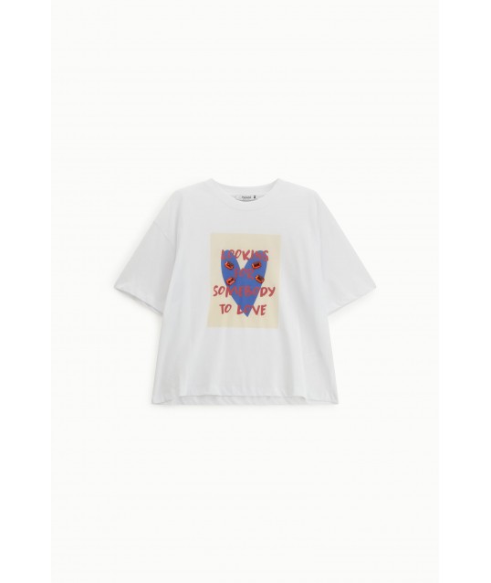 T-Shirt Front Print Fit Soft Crew Neck Please