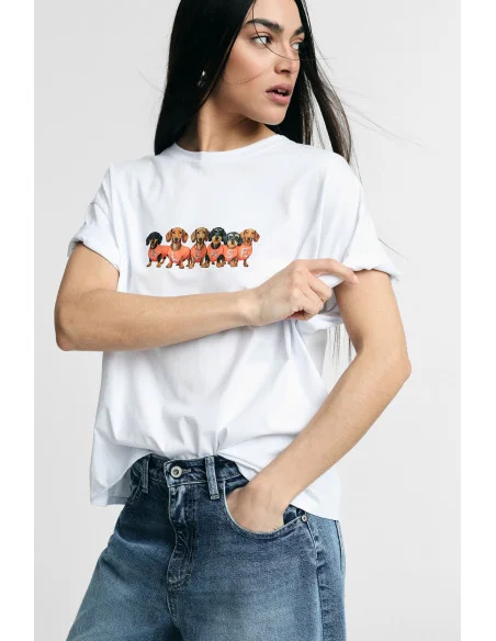T-Shirt Dachshunds Print Fit Regular Crew Neck Please
