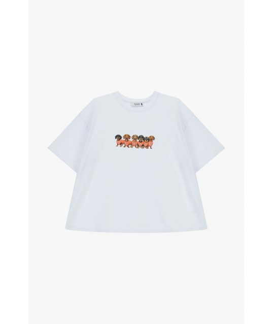 T-Shirt Teckel imprimé Fit Regular Crew Neck Please