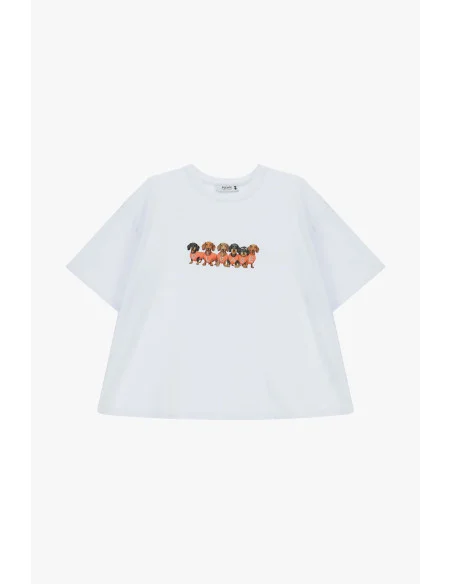 T-Shirt Stampa Bassotti Fit Regular Girocollo Please