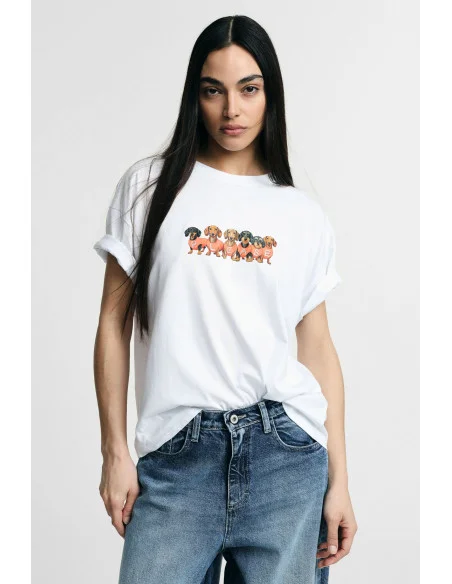 T-Shirt Teckel imprimé Fit Regular Crew Neck Please