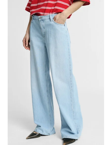 Jean large à taille haute, cinq poches Please