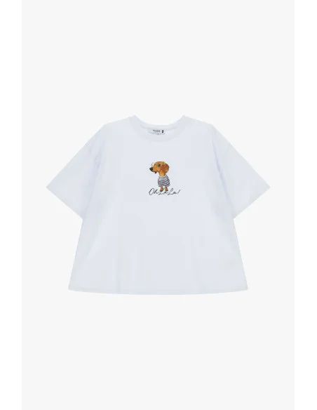 Oversized T-Shirt with Dog Graphic Print on the Front Please