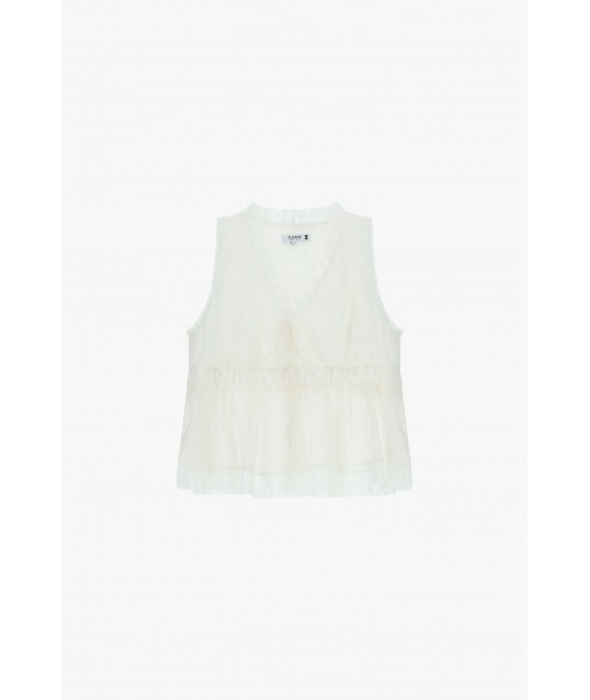 Sleeveless Top With Lace Detailing And Ruffle Please